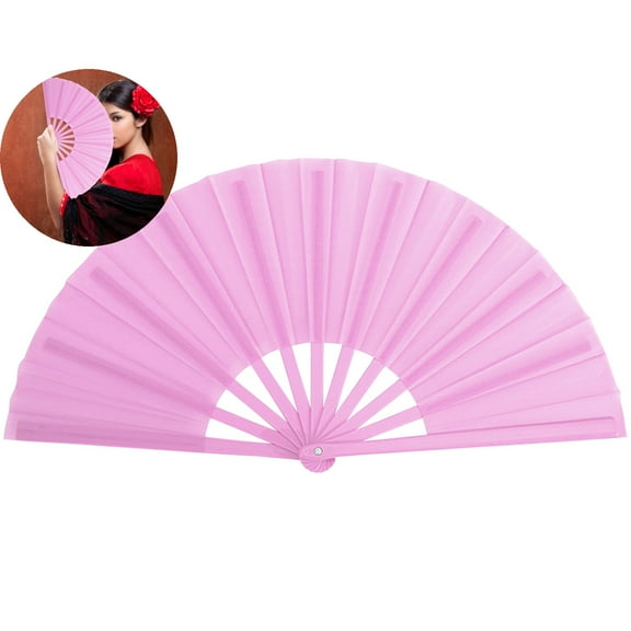 WNFJR Large Folding Hand Rave Fan - Vibrant Nylon Cloth for Kung Fu, Tai Chi, Dance, Music Festivals, Parties & Decorations