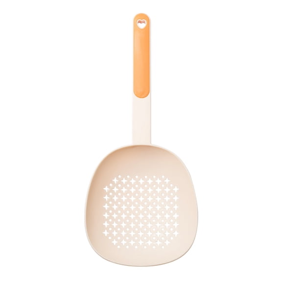 WNFJR Large Plastic Leaky Spoon for Food, Soup Skimmer with Slotted Tea Strainer and Stirring Function, Orange/Green, 365x156x3cm