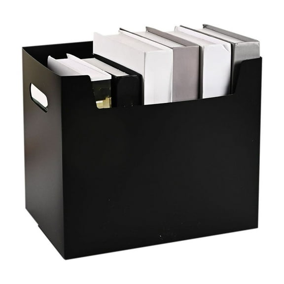 WNFJR Large Portable Desktop File Box with Open Lid, Side Handles, Hanging File Folders, Tabs & Inserts, Letter Size, Magazines, Newspapers, Mail, Books, Notebooks