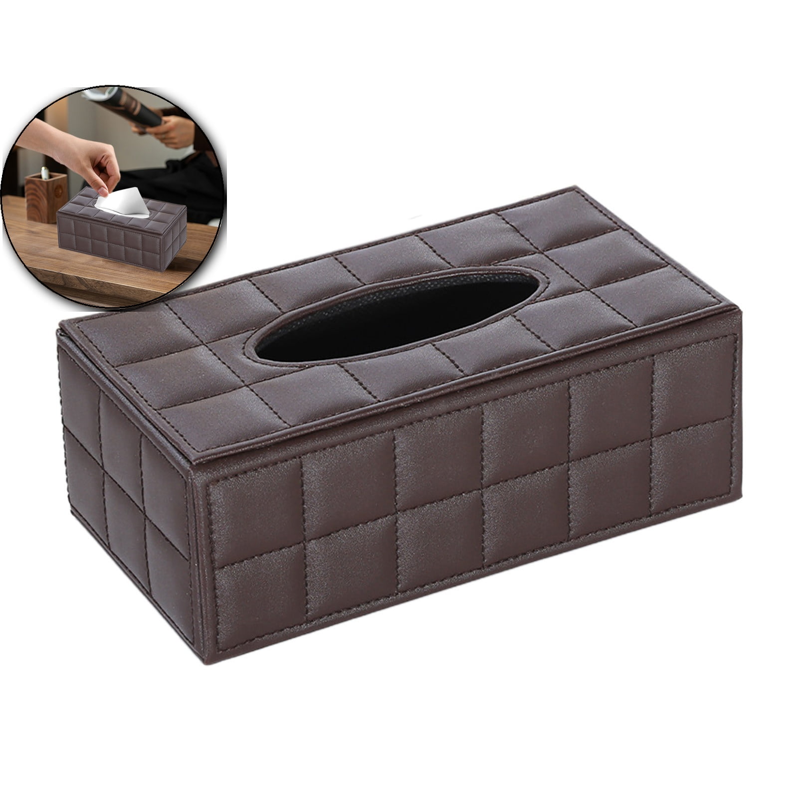 WNFJR Leather Tissue Box Holder Cover Rectangular, Napkin Facial ...