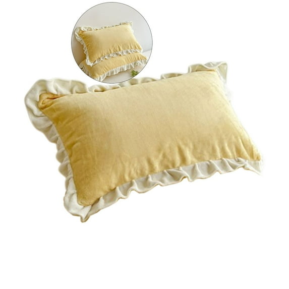 WNFJR Lumbar Throw Pillow Cover 19"x30", Solid Color Linen Cotton Decoration Pillow Cover with Ruffles, Rectangle Throw Pillow Case for Couch Sofa Bed Living Room