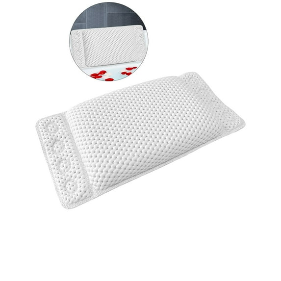 WNFJR Memory Foam Spa Bath Pillow for Tub Neck and Back Support - 8 Suction Cups, Non-Slip Design, Soft Cushion for Relaxing Soaks