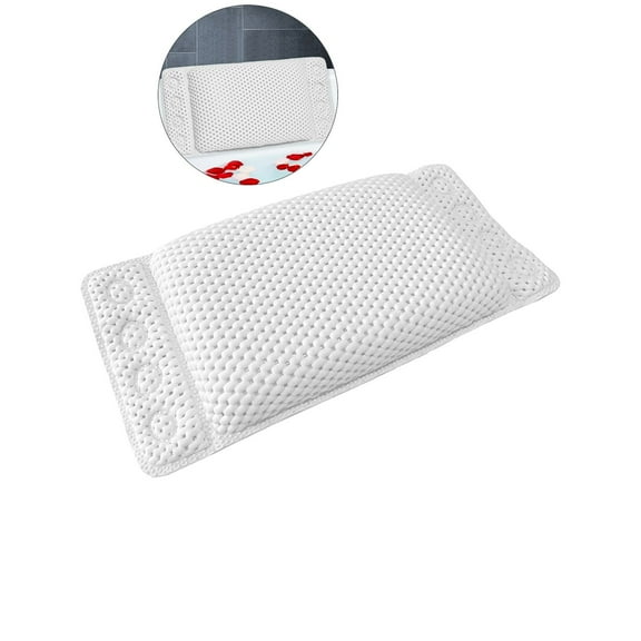WNFJR Memory Foam Spa Bath Pillow for Tub Neck and Back Support - 8 Suction Cups, Non-Slip Design, Soft Cushion for Relaxing Soaks