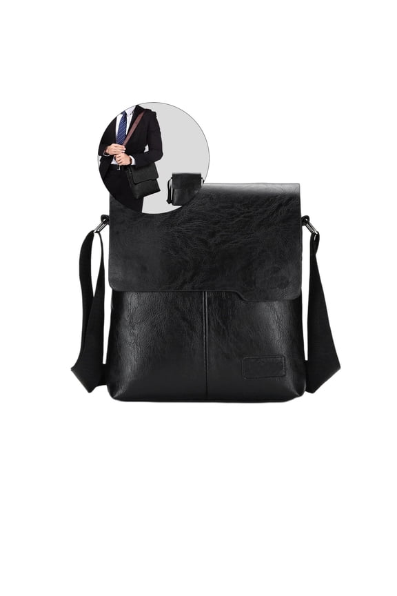 Messager Bags for Men Small Men's Shoulder Bag for Men PU Leather Crossbody Bags for Men(Black)