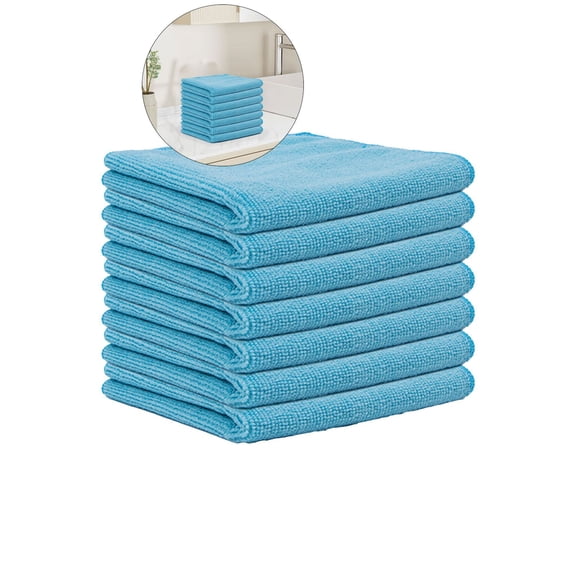 WNFJR Microfiber Cleaning Cloths - Thick Edge Less Dish Drying Towel for Car, Polishing, Washing, and Auto Detailing(Sky Blue)