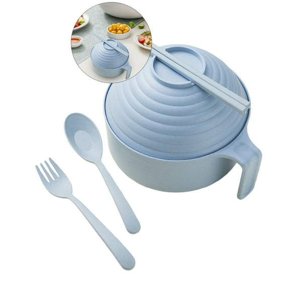WNFJR Microwave Ramen Bowl, Microwave Ramen Cooker Bowl Set, Quick Ramen Cooker with Handles Ramen Noodle Cooker with Spoon Chopsticks Fork