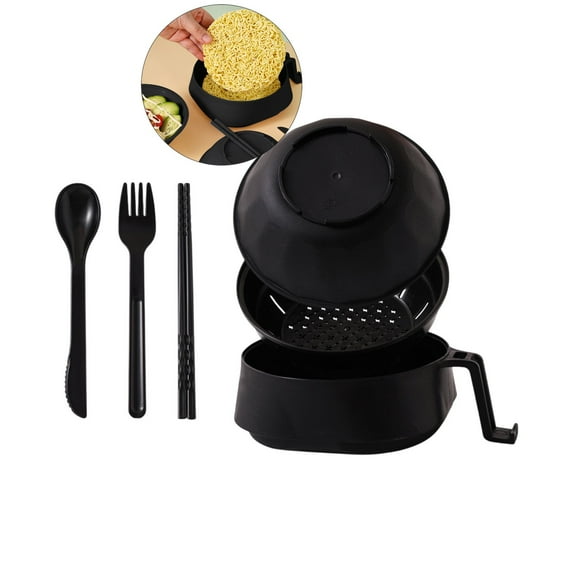 WNFJR Microwave Ramen Cooker Bowl Set Wheat Fiber Instant Noodle Bowl with Handles Ramen Noodle Cooker with Spoon Chopsticks Fork