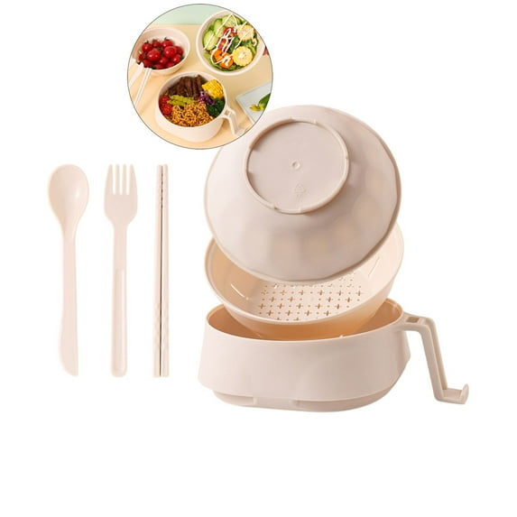 WNFJR Microwave Ramen Cooker Bowl Set Wheat Fiber Instant Noodle Bowl with Handles Ramen Noodle Cooker with Spoon Chopsticks Fork