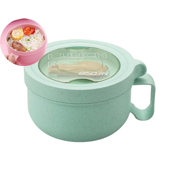 WNFJR Microwave Soup Bowl Containers with Lids - Wheat Straw Ramen Noodles Cup for Instant Noodles, Oatmeal, Gumbo, Salad, Crunch & Cereal - Easy Grip Design