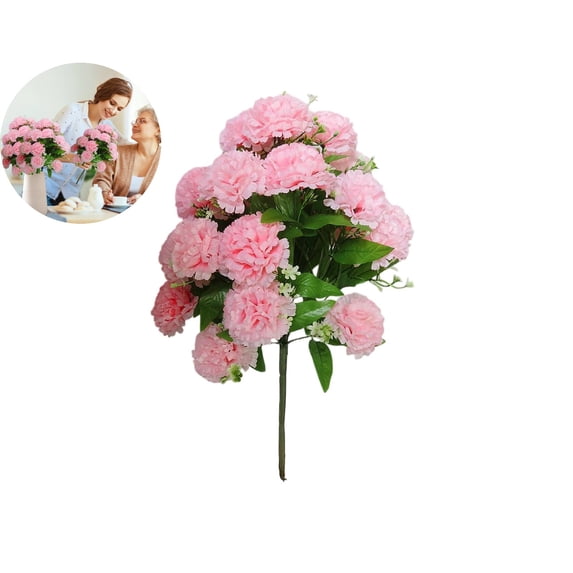 WNFJR Mini Carnation Silk Flowers, UV Resistant Artificial Bouquet for Wedding Home Party Decor, Rose Red Fake Flower Stems, Outdoor No Fade Forever Plants