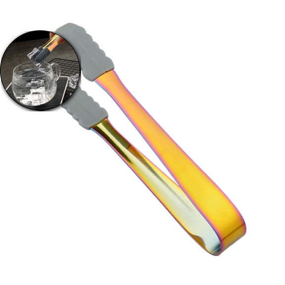 WNFJR Mini Serving Tongs, Stainless Steel Ice Tongs Cube Sugar Tongs with Silicone Tips, Charcuterie Accessories Appetizers Tongs for Coffee Bar Tea Party Kitchen Supplies