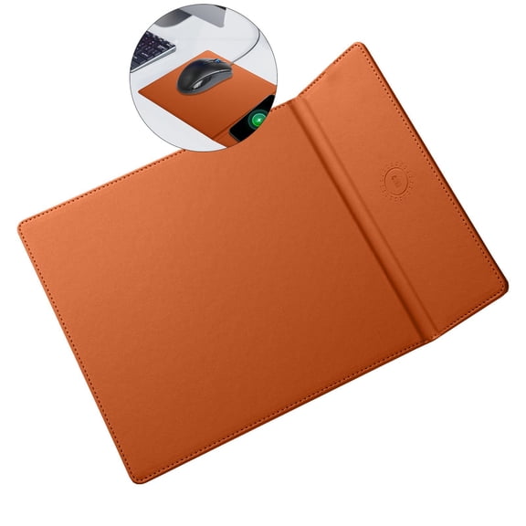 WNFJR Mouse Pad with Wireless Charging - Leather Mousepad with Phone Wireless Charger Station Computer Mouse Mat with Anti-Slip Rubber Base for Laptop, Office & Home