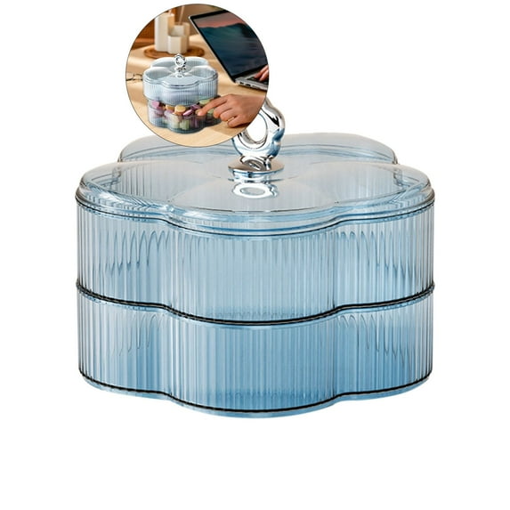 WNFJR Multi-Compartment Snack Tray - Clear Plastic Food Organizer with Lid for Nuts, Candies, Crackers - Airtight, Easy Clean, Home & Party Essential
