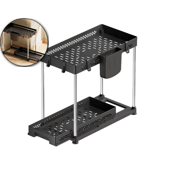 WNFJR Multi-Purpose Pull-Out Storage Organizers, Under Sink Organizers and Storage for Bathroom & Kitchen, Under Cabinet Organizers and Storage