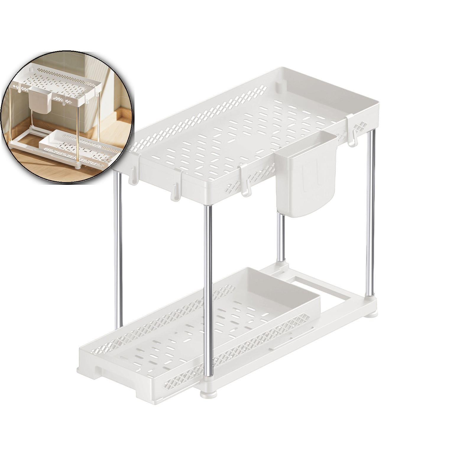 WNFJR Multi-Purpose Pull-Out Storage Organizers, Under Sink Organizers and Storage for Bathroom & Kitchen, Under Cabinet Organizers and Storage