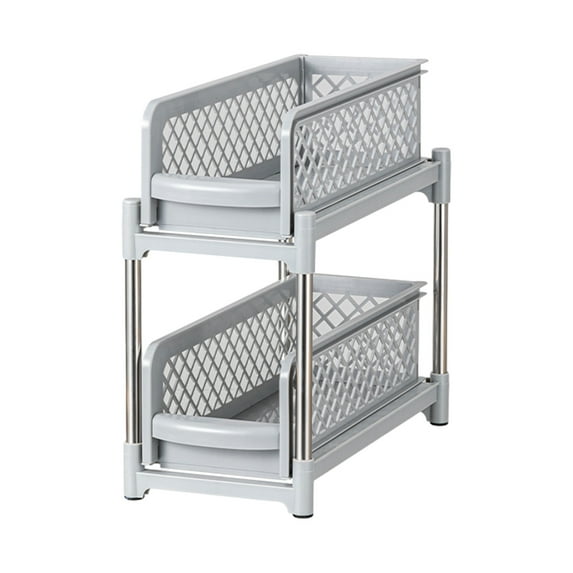 WNFJR Multi-Purpose Under Counter Sink Storage Rack - 2-Layer Sliding Drawer for Kitchen, Laundry, and Bathroom Organization