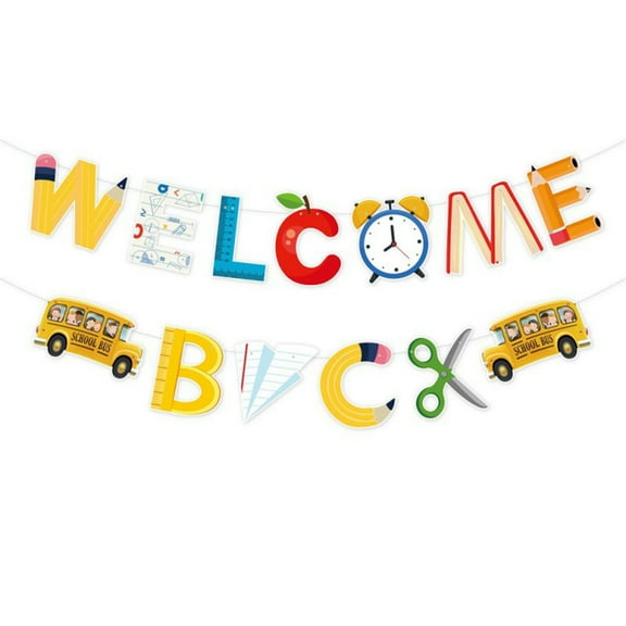 WNFJR Multicolored Paper School Season Banner with Glitter for Classroom and Party Decorations