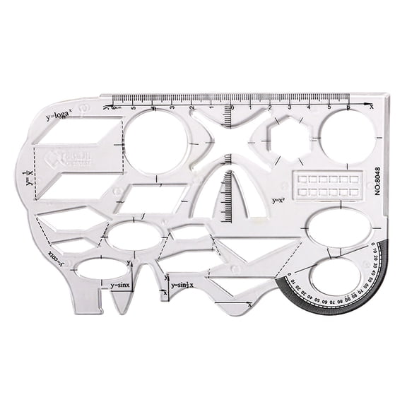 WNFJR Multifunctional Math Ruler, Transparent Geometry Drawing Tool, Accurate Drafting and Sketching Template, Ideal for Learning and Creative Projects, Educational Stationery Accessory