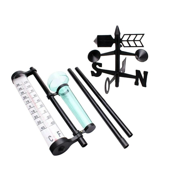 WNFJR Outdoor Garden Weather Station Multi-Function Wind, Rain, and Temperature Meter Decorative Outdoor Weather Instrument Garden Weather Vane with Temperature and Rainfall Measurement