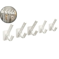WNFJR Pack of 5 No Drill Wall Hooks for Clothes - Strong Adhesive Plastic Hooks for Bedroom, Bathroom, Closet & Home Organization, Easy Peel and Stick Hangers