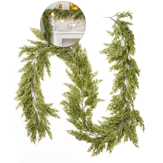 WNFJR Pine Christmas Garland, Christmas Greenery Garland, Realistic Cedar Garland Cypress Garland for Holiday Mantel Fireplace Table Centerpiece Home Xmas Decoration