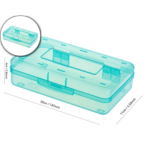 WNFJR Plastic Cosmetics Case, Large Capacity Box, Hard Crayon Box Storage with Snap-Tight Lid for Office Supplies(Light Green)