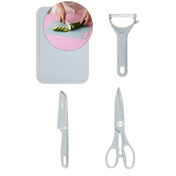 WNFJR Plastic Cutting Boards for Kitchen, Cutting Boards with Fruits Vegetable Peeler Scissors Knife Set, Camping Kitchen Apartment Essentials