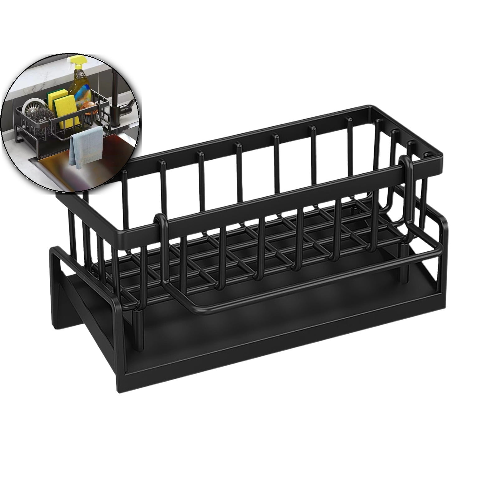 WNFJR Plastic Kitchen Sink Caddy, Sponge Holder Self Drain Soap Dish ...