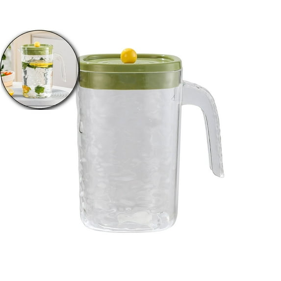 WNFJR Plastic Pitcher with Lid, Clear Ice Tea Pitcher for Fridge, Large Water Carafe Jug Beverage Pitcher with Pour Spout Lid, for Home, Party(Green)