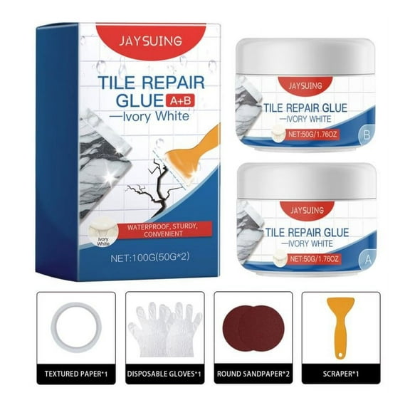WNFJR Porcelain Repair Kit - Tile Stone Repair Kit, Marble Repair kit, Tub and Tile Refinishing Kit, Crack Chip Ceramic Floor, Shower Tile Gap Filler & Bathtub Repair Kit