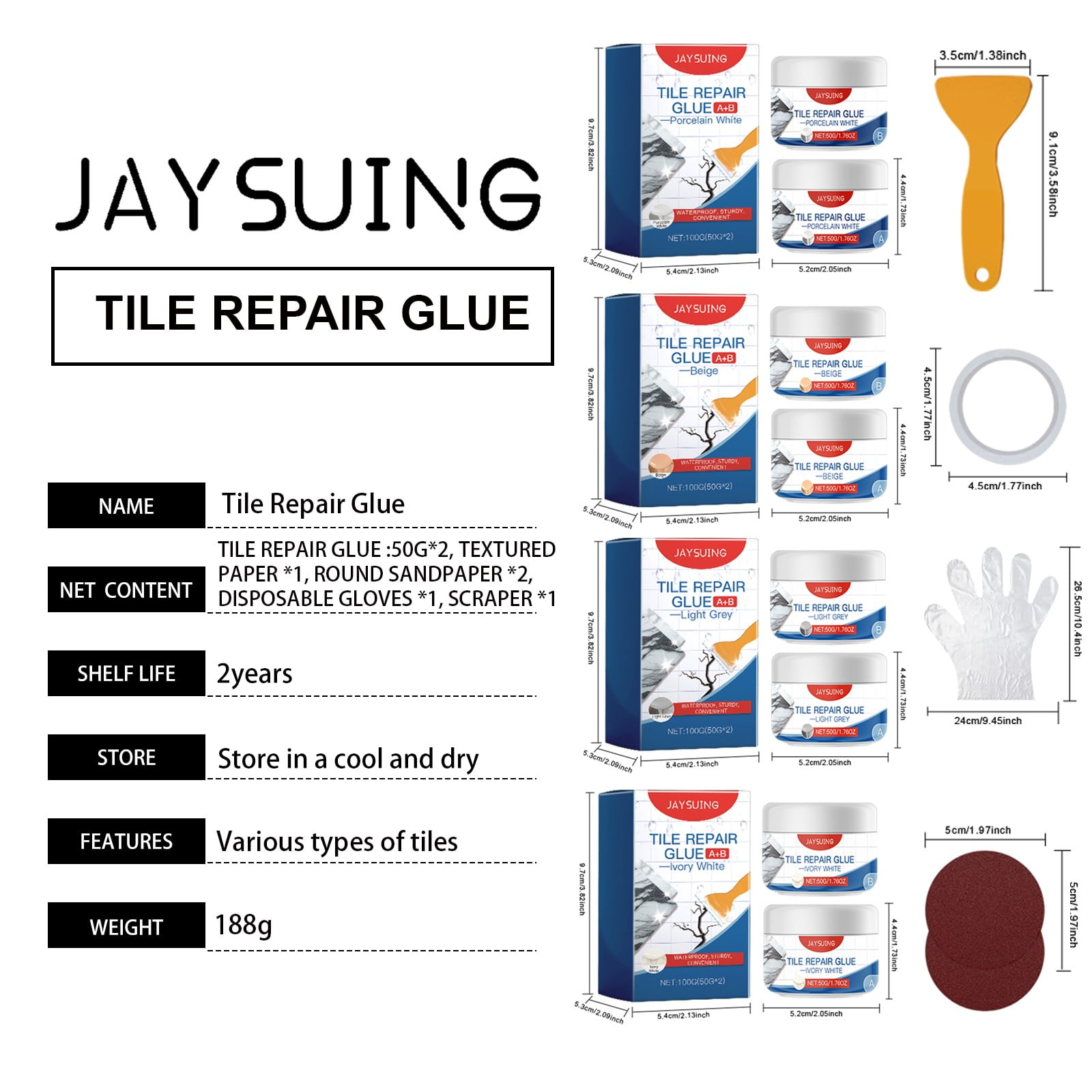 Tile Repair Kit - Fliesen Reparatur Set Für Risse & Macken (2-teilig)