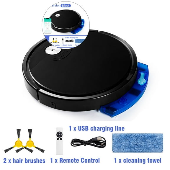 WNFJR Robot Vacuum, Intelligent Sweeping Robot 3-in-1 Robot Vacuum Cleaner Sweeping Robot, Mini Cleaning Robot Automatic Vacuum Cleaner, Ultra Slim Vacuum Mop Robot for Hard Floors
