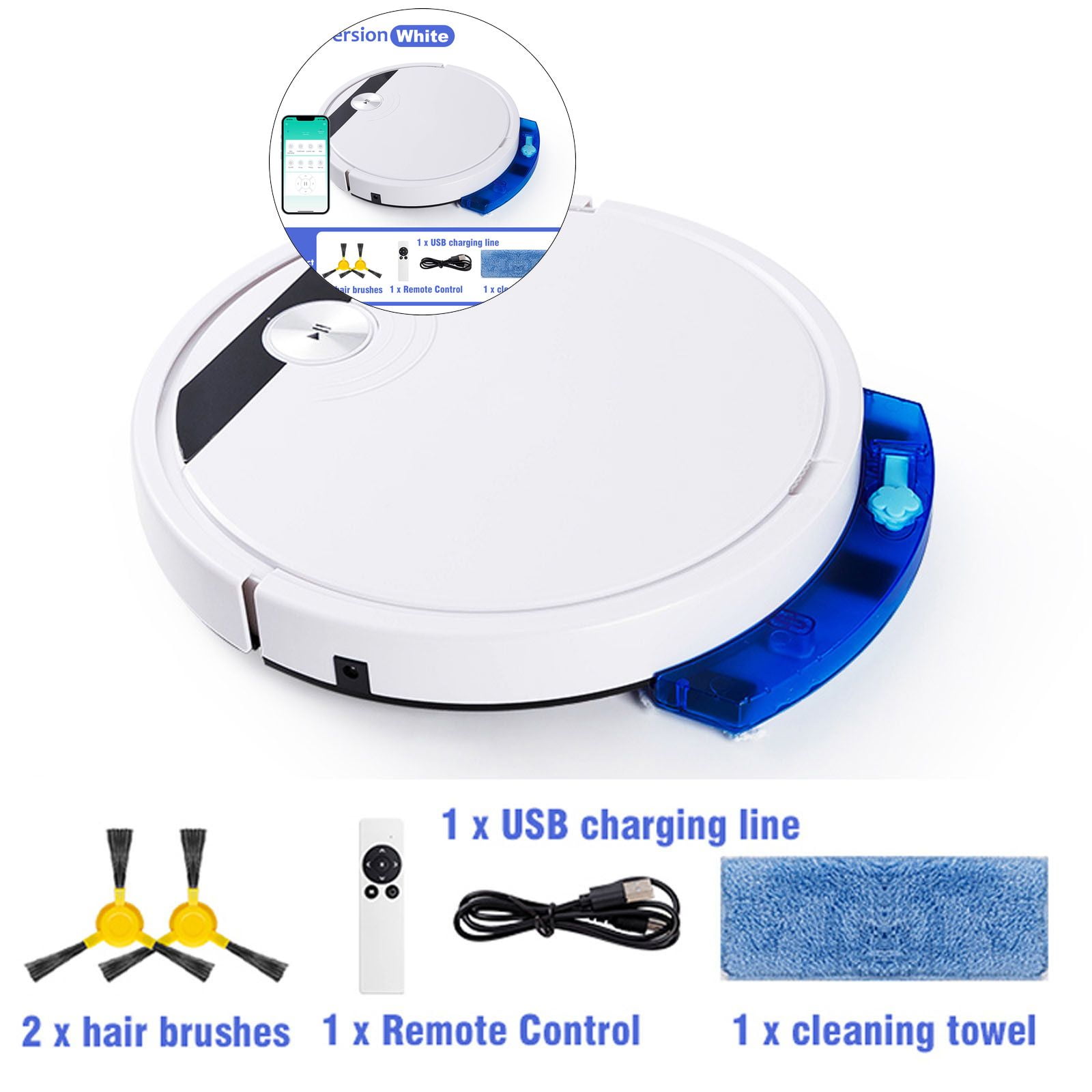 WNFJR Robot Vacuum, Intelligent Sweeping Robot 3-in-1 Robot Vacuum Cleaner Sweeping Robot, Mini Cleaning Robot Automatic Vacuum Cleaner, Ultra Slim Vacuum Mop Robot for Hard Floors