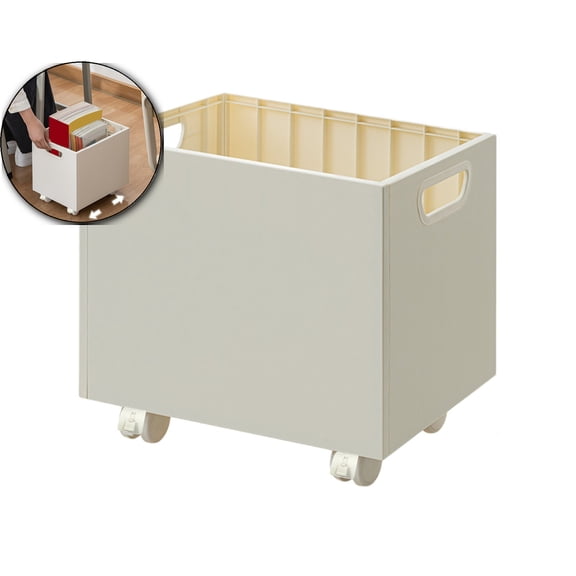 WNFJR Rolling File Organizer with Wheels, Rectangle Storage Basket, Stackable Storage File Boxes, Large Basket Storage Bins for Shelves Rectangle Storage Bin Storage Baskets