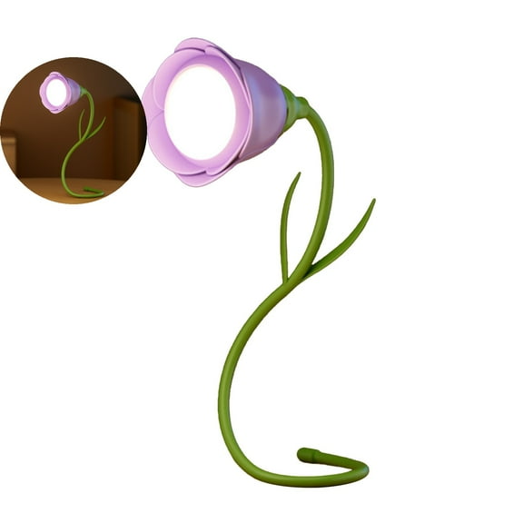 WNFJR Roses Book Light for Reading - Rechargeable Flower Lamp with Adjustable Neck, 3 Color Temperatures & Stepless Dimming - Perfect Gift for Moms, Women & Book Lovers