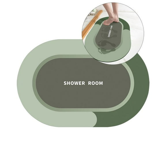 WNFJR Rubber Non-Slip Quick Dry Bathroom Rugs Super Absorbent Thin Bath Mat Fit Under Door, Fashion Washable Oval Bathroom Floor Rugs for Bathroom, Bathtub, Shower and Sink