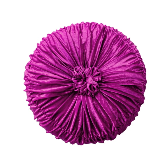 WNFJR Ruched Velvet Round Throw Pillow, Decorative Accent Cushion, Pleated Rosette Center, Soft Plush Texture, Indoor Sofa Bed Decor, Versatile Home Living Room Accessory,Pink