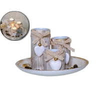 WNFJR Rustic Flameless LED Candles 3-Pack,Battery Operated Candles with Wooden Candle Holders, Farmhouse Wooden Candle for Valentines Holiday Party Home Decor