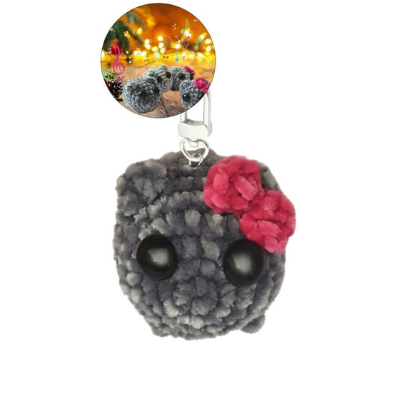 WNFJR Sad Hamster Plush with Sound and Keychain, Cute Handmade Knitted Sad Hamster Crochet Plush with Built-in Violin Sound Keychain Toys for Friends and Partner