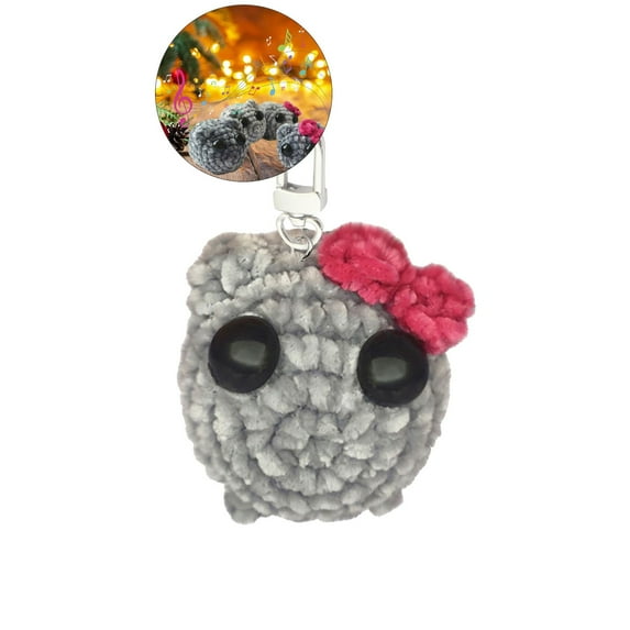 WNFJR Sad Hamster Plush with Sound and Keychain, Cute Handmade Knitted Sad Hamster Crochet Plush with Built-in Violin Sound Keychain Toys for Friends and Partner