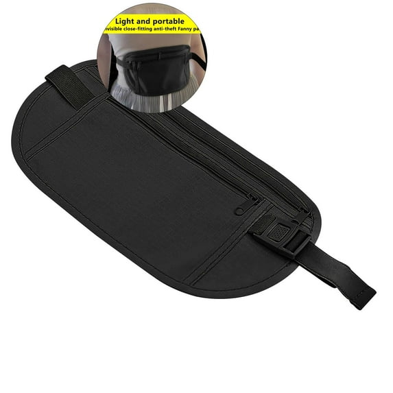 WNFJR Secure Travel Money Belt, Anti-Theft Passport Holder Travel Wallet for Men Women, Security Travel Pouch, Waterproof Waist Bumbag for Money, Cards and Keys