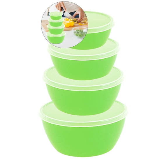 WNFJR Set of 4 Plastic Prep Bowls with Lids, Microwave and Dishwasher Safe, Ideal for Baking, Prepping, Cooking and Serving Food