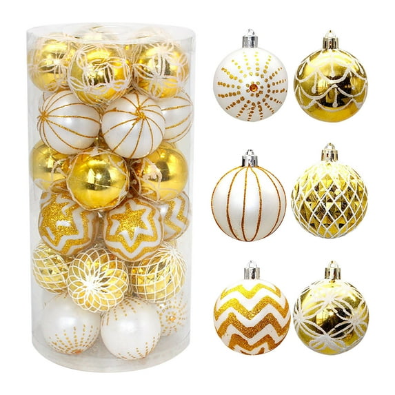 WNFJR Shatterproof Clear Plastic Christmas Ball Ornaments 60mm 30pcs Christmas Decorations Decorative Xmas Balls Baubles Set with Stuffed Delicate Decorations