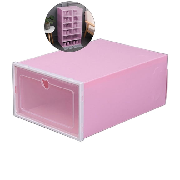 WNFJR Shoes Storage Boxes - Clear Plastic Foldable Stackable Shoe Organizer Containers Bins Holders for Closet Bedroom Small Space