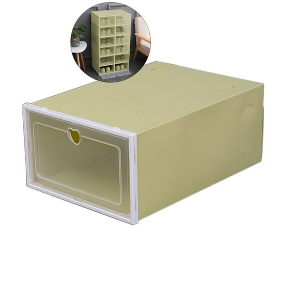 WNFJR Shoes Storage Boxes - Clear Plastic Foldable Stackable Shoe Organizer Containers Bins Holders for Closet Bedroom Small Space