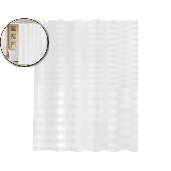 WNFJR Shower Curtain 72x72 Inch, 3D Embossed Textured Waffle Fabric Shower Curtains, Water Repellent, Machine Washable(White)