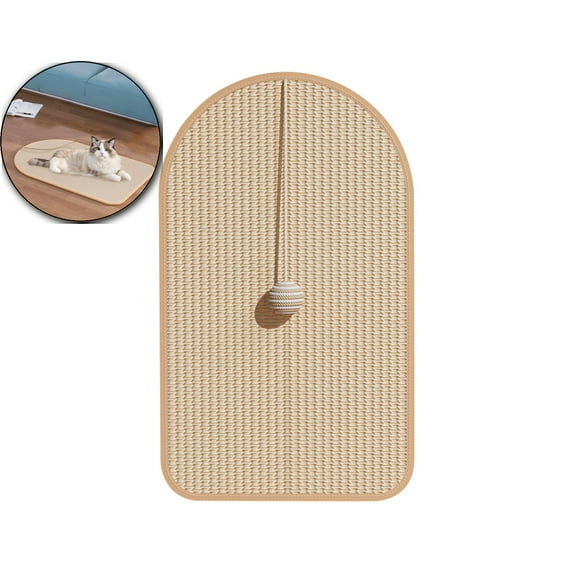 WNFJR Sisal Cat Scratcher Mat with Sisal Ball, Cat Wall Scratcher Cat Scratchers for Indoor Cats, Cat Scratch Pad Carpet Rug, Wall Mounted Cat Scratching Mat Protect Wall and Sofa