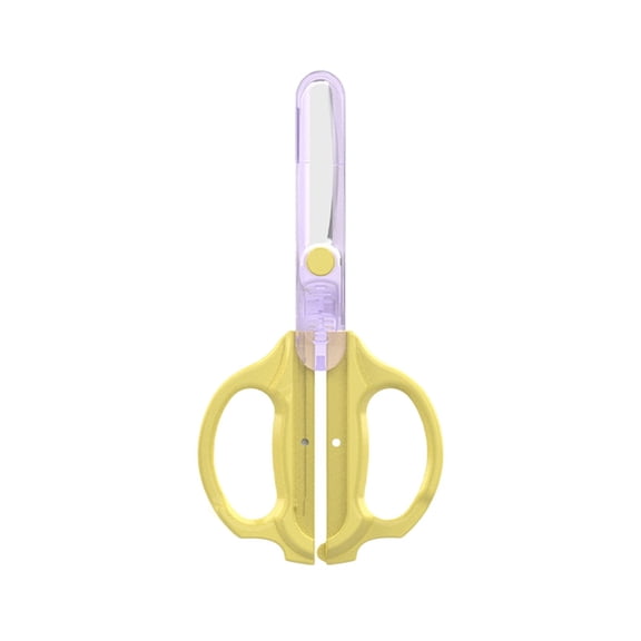WNFJR Sliding Buckle Scissors, Non-Stick Office Scissors with Protective Cover, Comfortable Grip for Crafting and Everyday Use, Perfect for Home and Office Projects Yellow