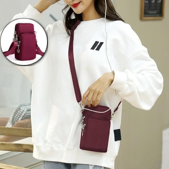 WNFJR Small Crossbody Bags for Women, Universal Pouch Wallet Cell Phone Purse Lightweight Pockets Handbags Mini Shoulder Bag(Red)