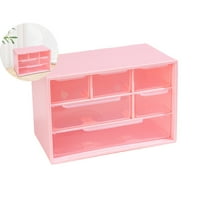 WNFJR Small Drawer Organizer for Desk - 6 Clear Plastic Desktop Storage Drawers for Office and Home Craft Supplies & Stationery Storage Box